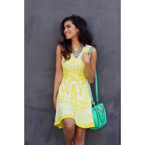 New Shosanna Yellow White Ikat Becky Knitted Dress Small